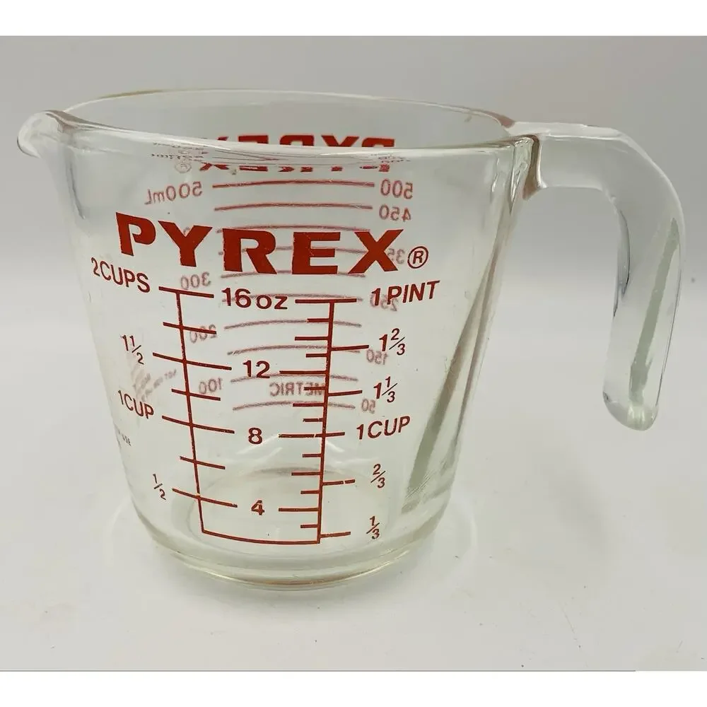 Vintage Pyrex 516 2 Cup Glass Measuring Cup Red Letter Corning USA